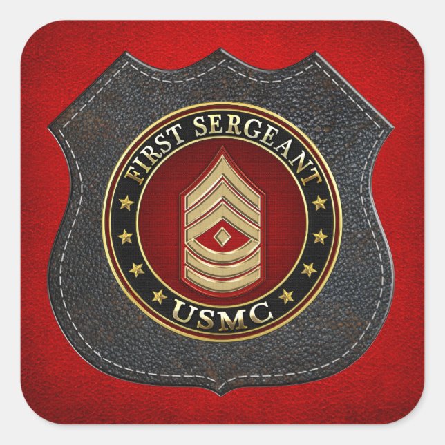 U.S. Marines: First Sergeant (USMC 1stSgt) [3D] Square Sticker (Front)