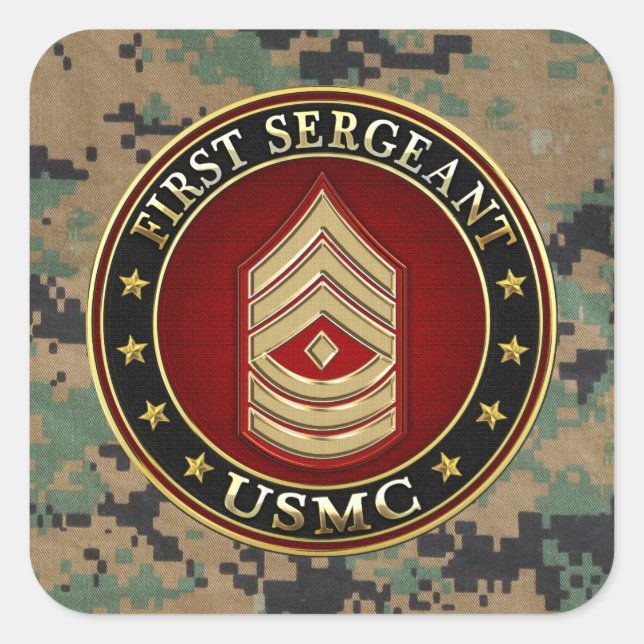 U.S. Marines: First Sergeant (USMC 1stSgt) [3D] Square Sticker (Front)