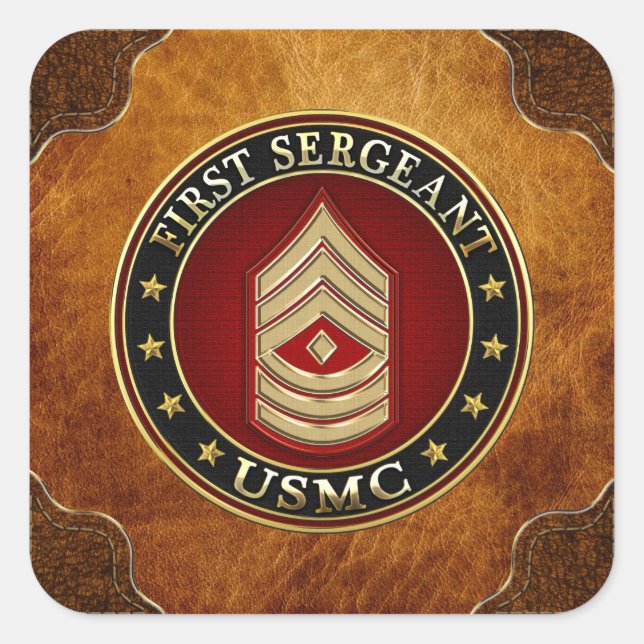 U.S. Marines: First Sergeant (USMC 1stSgt) [3D] Square Sticker (Front)