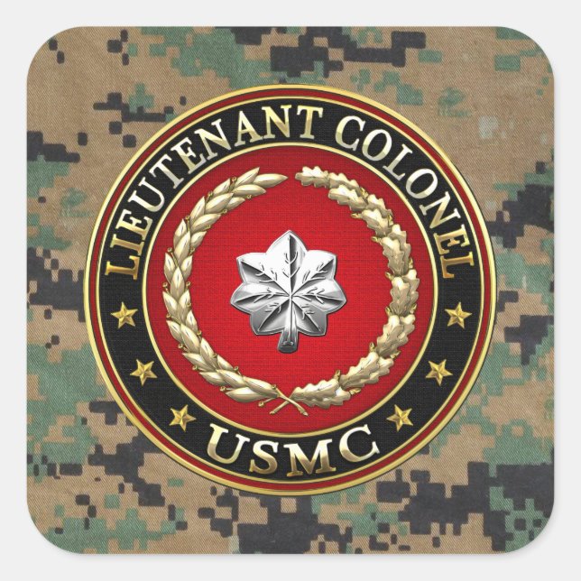 U.S. Marines: Lieutenant Colonel (USMC LtCol) [3D] Square Sticker (Front)