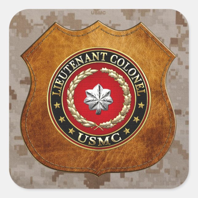 U.S. Marines: Lieutenant Colonel (USMC LtCol) [3D] Square Sticker (Front)