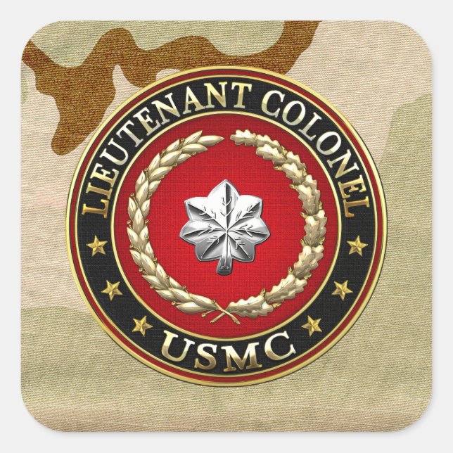 U.S. Marines: Lieutenant Colonel (USMC LtCol) [3D] Square Sticker (Front)