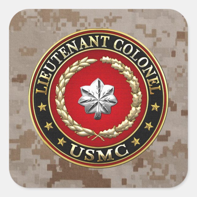 U.S. Marines: Lieutenant Colonel (USMC LtCol) [3D] Square Sticker (Front)