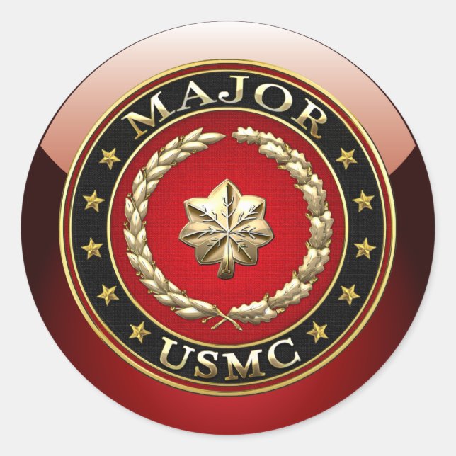 U.S. Marines: Major (USMC Maj) [3D] Classic Round Sticker (Front)