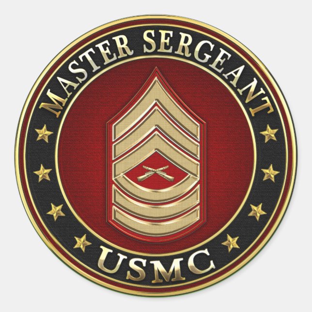 U.S. Marines: Master Sergeant (USMC MSgt) [3D] Classic Round Sticker (Front)