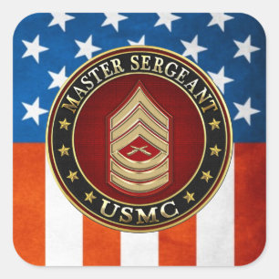 U.S. Marines: Master Sergeant (USMC MSgt) [3D] Square Sticker