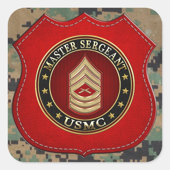 U.S. Marines: Master Sergeant (USMC MSgt) [3D] Square Sticker (Front)