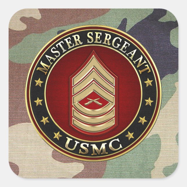 U.S. Marines: Master Sergeant (USMC MSgt) [3D] Square Sticker (Front)