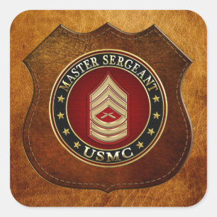 U.S. Marines: Master Sergeant (USMC MSgt) [3D] Square Sticker