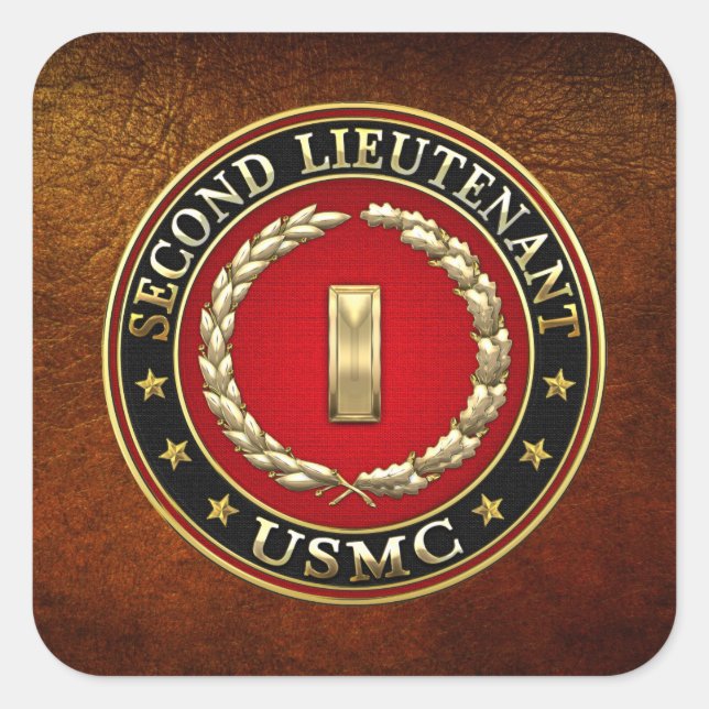 U.S. Marines: Second Lieutenant (USMC 2ndLt) [3D] Square Sticker (Front)