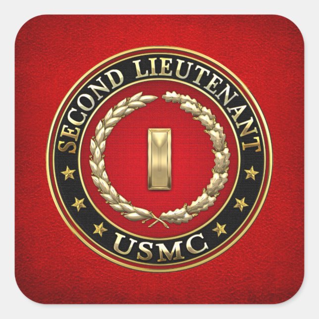 U.S. Marines: Second Lieutenant (USMC 2ndLt) [3D] Square Sticker (Front)
