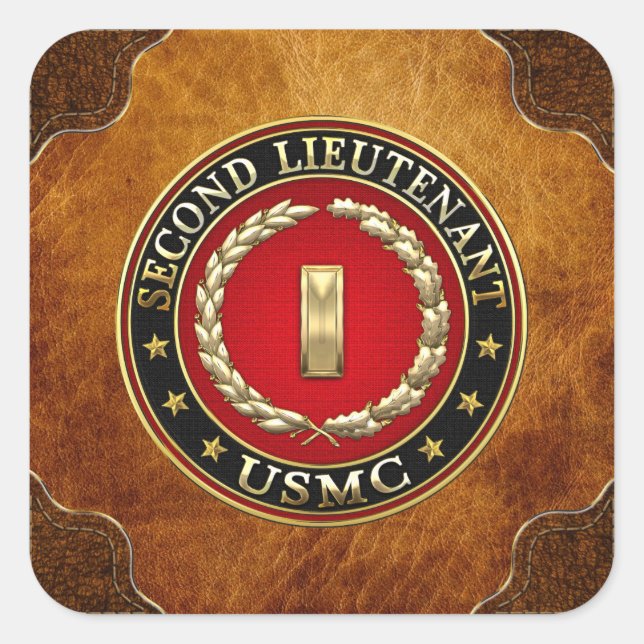 U.S. Marines: Second Lieutenant (USMC 2ndLt) [3D] Square Sticker (Front)