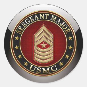 U.S. Marines: Sergeant Major (USMC SgtMaj) [3D] Classic Round Sticker