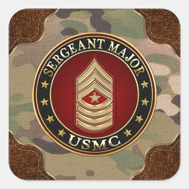U.S. Marines: Sergeant Major (USMC SgtMaj) [3D] Square Sticker (Front)
