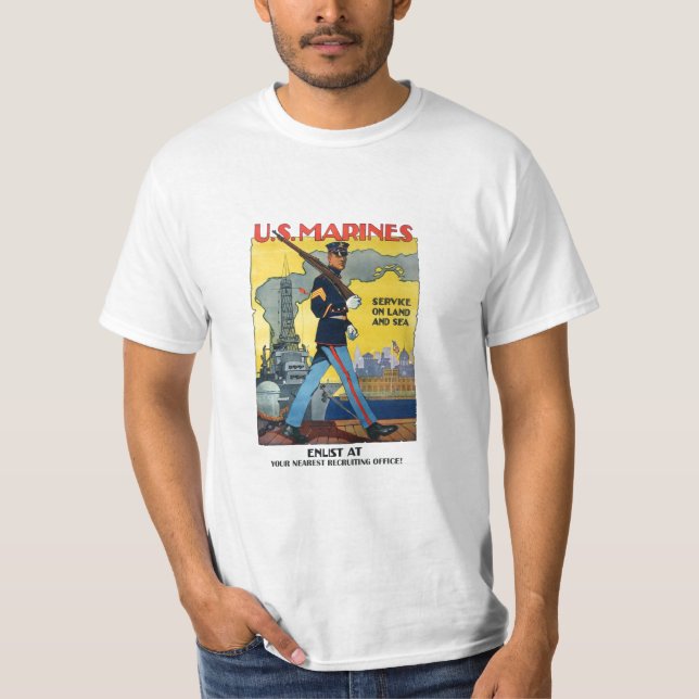U.S. Marines: Service on Land and Sea! T-Shirt (Front)