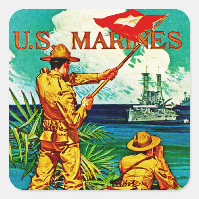 U.S. Marines ~ Signal Flag Square Sticker (Front)