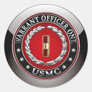 U.S. Marines: Warrant Officer One (USMC WO-1) [3D] Classic Round Sticker
