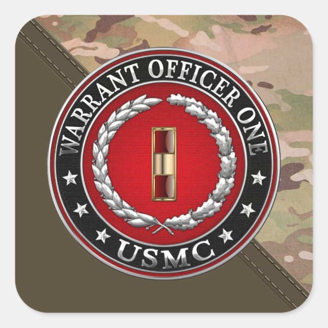 U.S. Marines: Warrant Officer One (USMC WO-1) [3D] Square Sticker (Front)