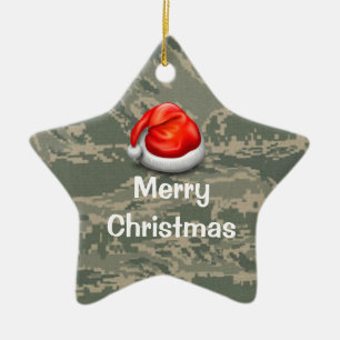 U.S. Military Camo Star Merry Christmas Ornament