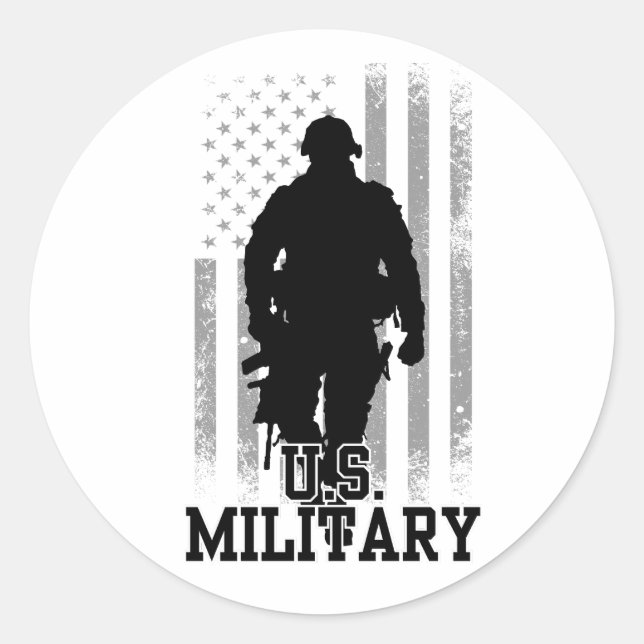 U.S. Military Classic Round Sticker (Front)