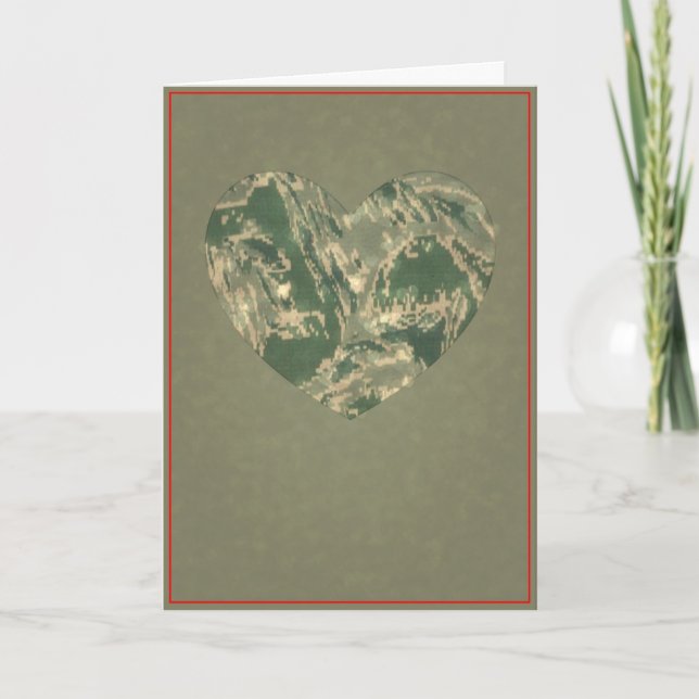 U.S. Military Green Camo Valentine's Day Holiday Card (Front)