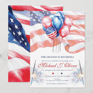 U.S. Military Retirement Patriotic Flag Invitation