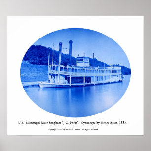 U.S. Mississippi River Snagboat "J.G. Parke"  1885 Poster