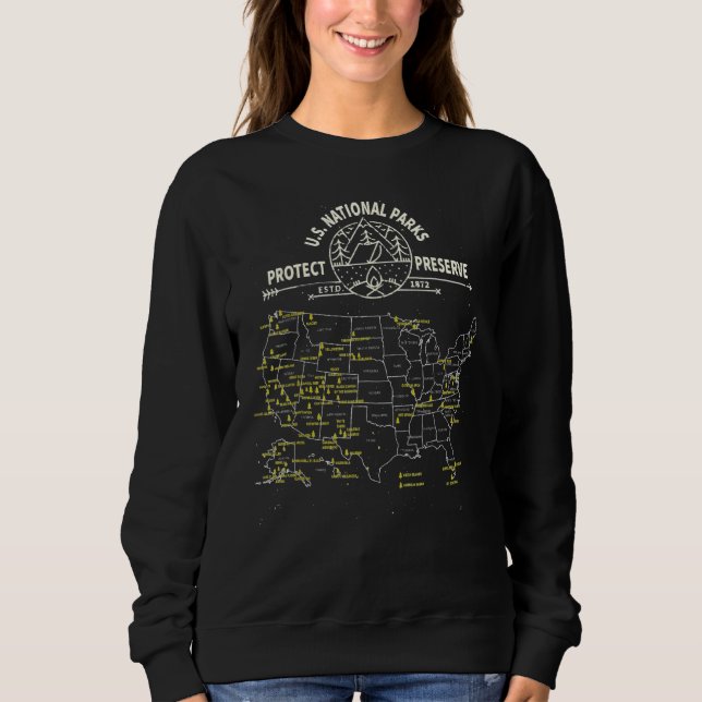 U S National Park Camping All US National Parks Ma Sweatshirt (Front)