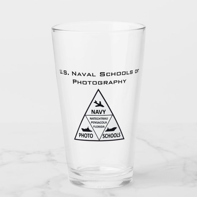 U.S. Naval School of Photography Glass Tumbler B&W (Front)