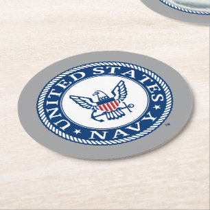 U.S. Navy   Navy Alt Emblem Round Paper Coaster