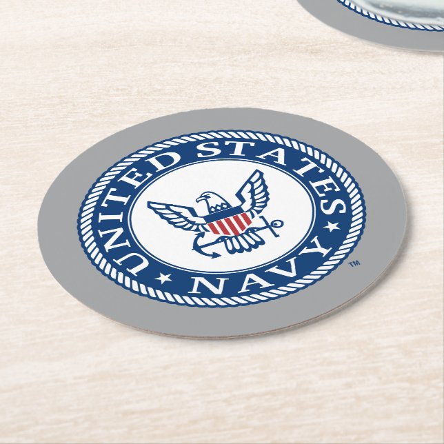 U.S. Navy | Navy Alt Emblem Round Paper Coaster (Angled)