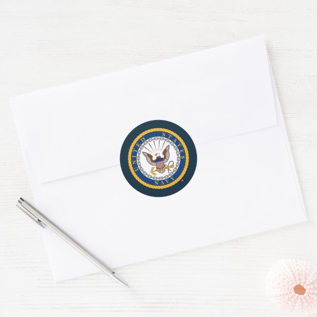 U.S. Navy | Navy Emblem Classic Round Sticker (Envelope)