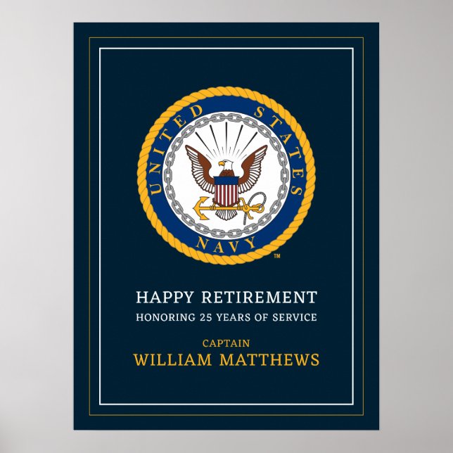 U.S. Navy | Navy Emblem | Happy Retirement Poster (Front)