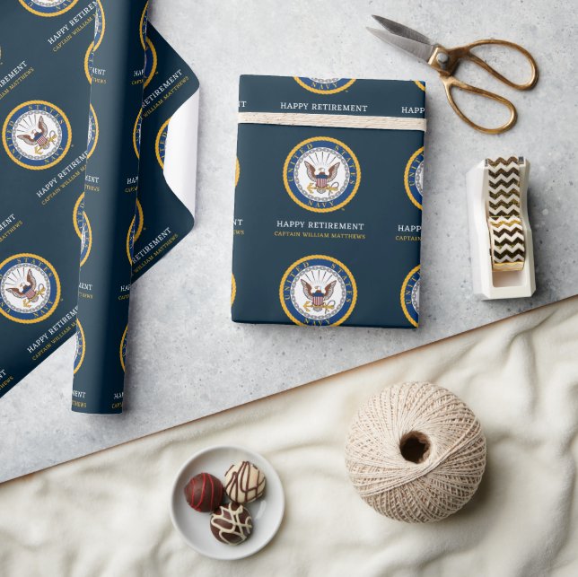 U.S. Navy | Navy Emblem | Happy Retirement Wrapping Paper (Crafts)