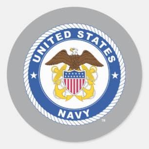 U.S. Navy   Officer Crest Classic Round Sticker
