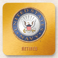 U.S. Navy Retired Hard plastic coaster