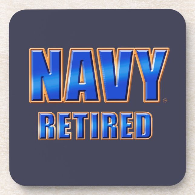 U.S. Navy Retired Hard Plastic coasters, cork back Coaster (Front)