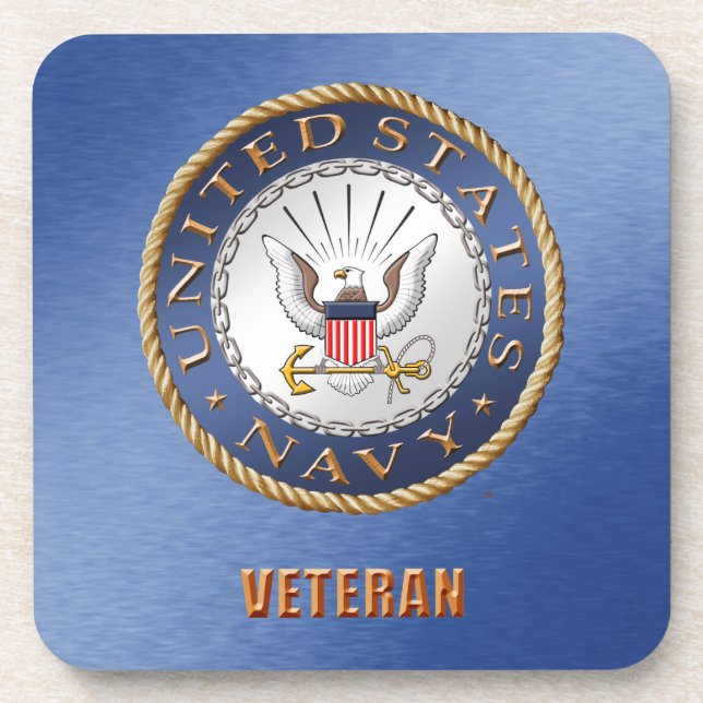 U.S. Navy Veteran Hard plastic coaster (Front)
