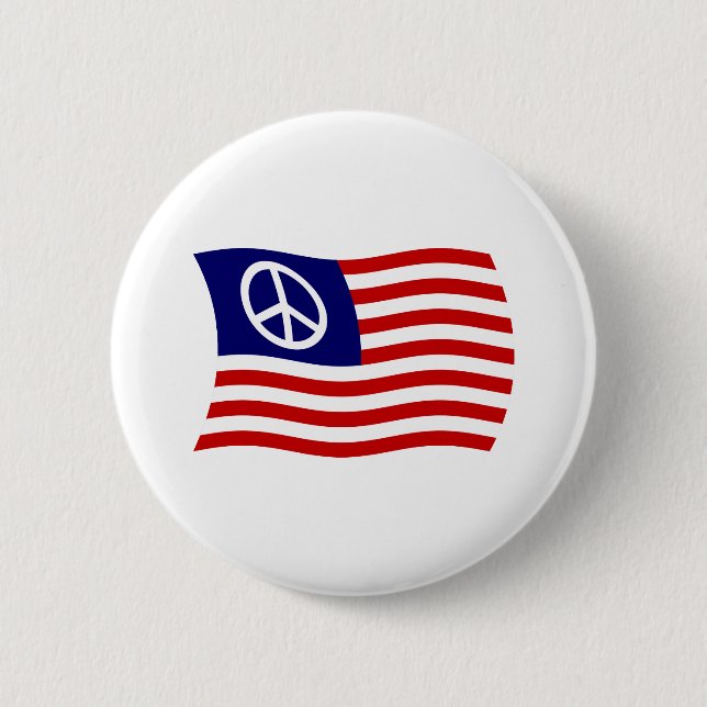 U.S. Peace Sign Flag Button (Front)