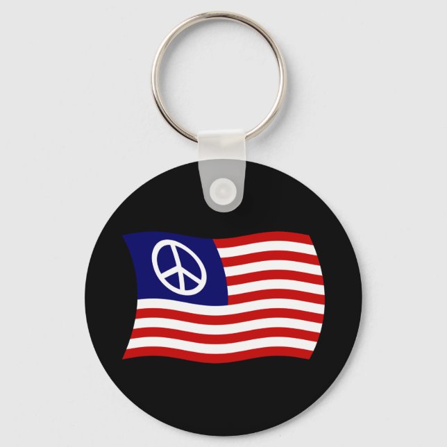 U.S. Peace Sign Flag Keychain (Front)