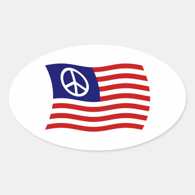 U.S. Peace Sign Flag Sticker (Front)