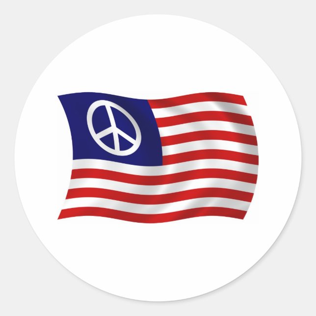 U.S. Peace Sign Flag Sticker (Front)