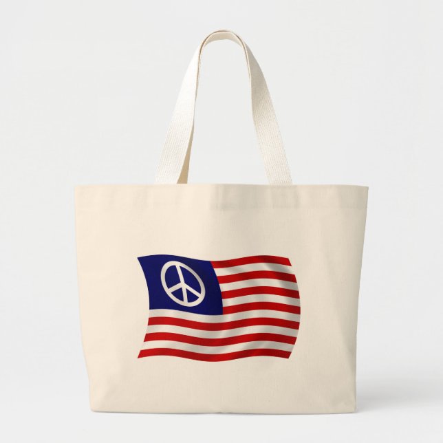 U.S. Peace Sign Flag Tote Bag (Front)