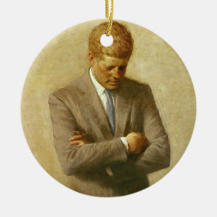 U.S. President John F. Kennedy by Aaron Shikler Ceramic Tree Decoration