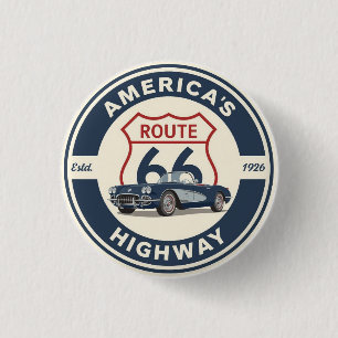 U.S. Route 66 historic highway Classic car gifts 3 Cm Round Badge