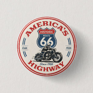 U.S. Route 66 The Mother Road historic highway gif 3 Cm Round Badge