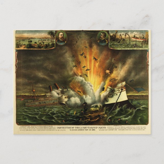 U.S.S. Maine Explosion Postcard (Front)