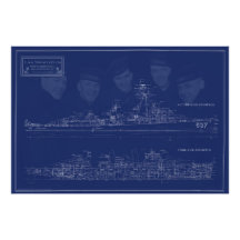 U.S.S. The Sullivans Fine Art Blueprint