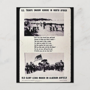 U.S. Troops Swarm Ashore In North Africa, Old Glor Postcard