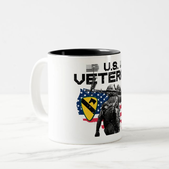 U.S. Veteran - 1st Cavalry Division Two-Tone Coffee Mug (Front Left)